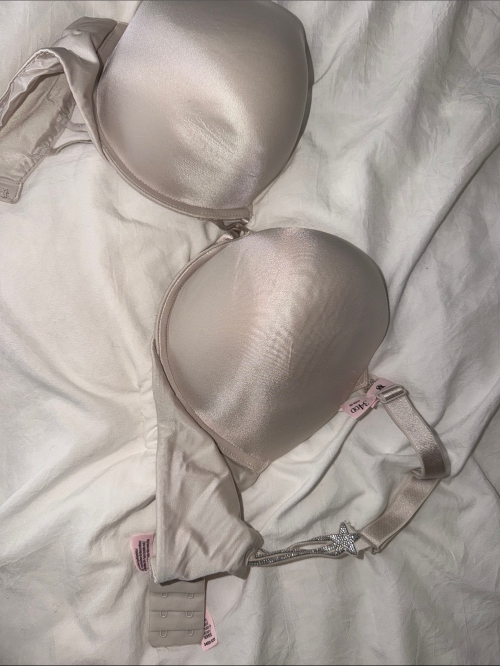 Smooth Light Beige T-Shirt Bra with Rhinestone Star Accent PADDED
